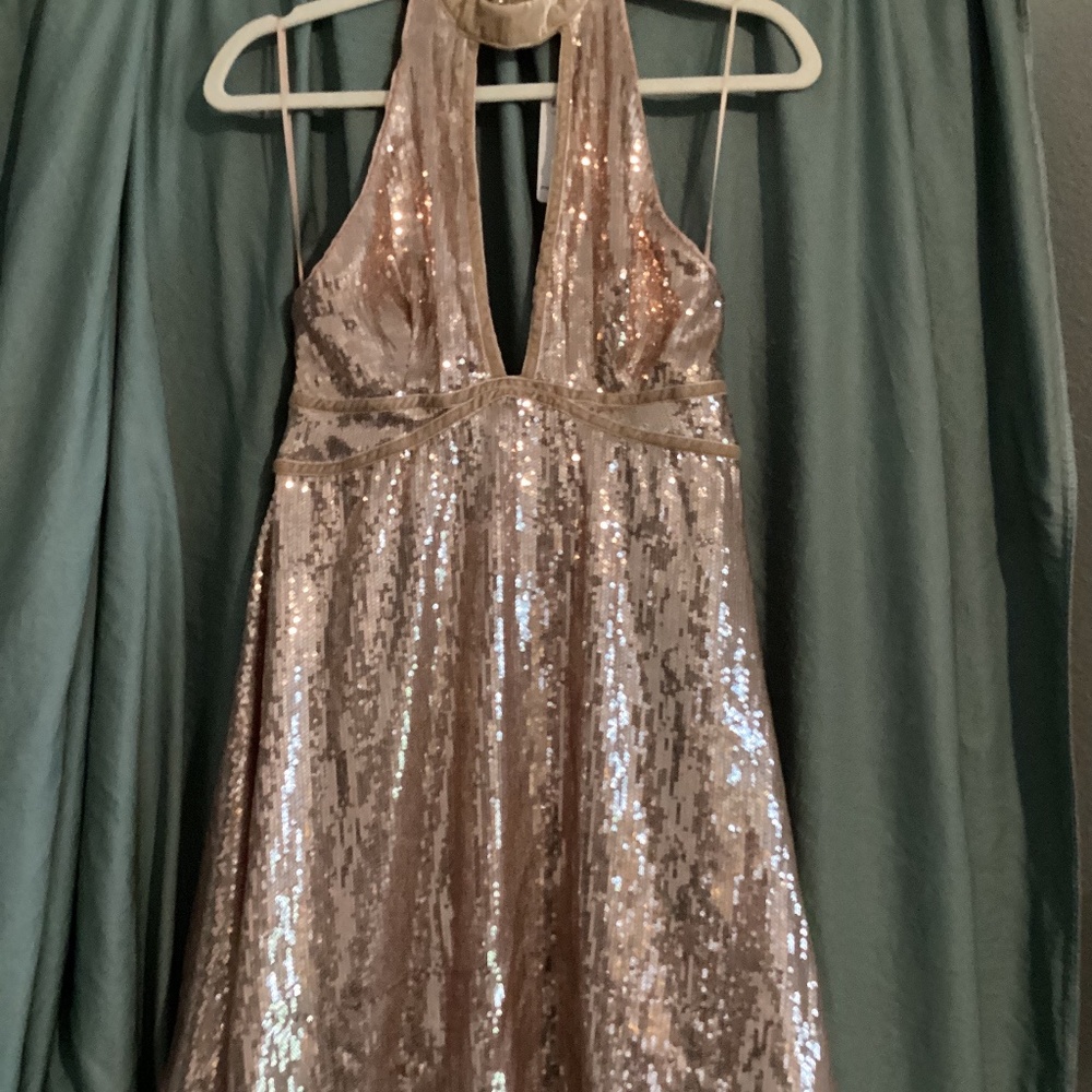 NWT Free People Rose Gold Sequin Mini Dress
